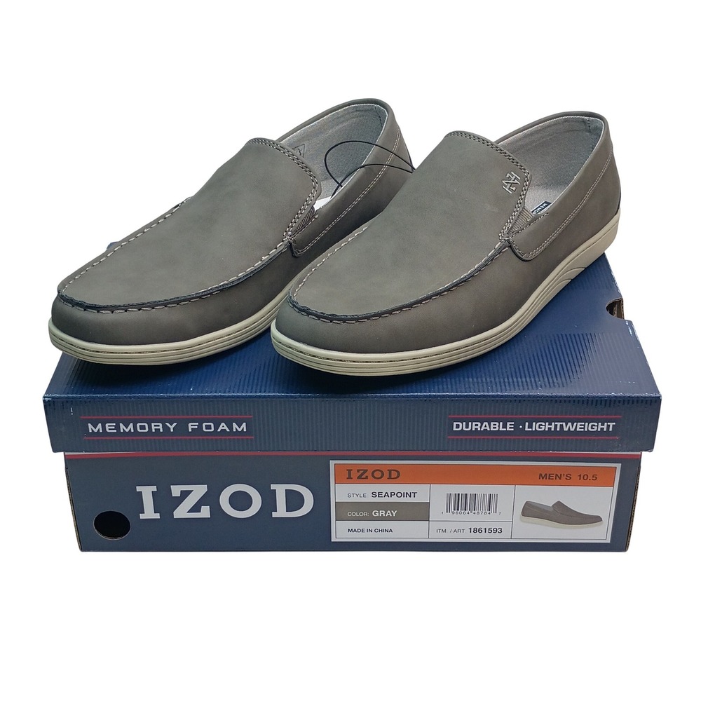 IZOD Seapoint Loafer Men Size 10.5 Gray Memory Foam Slip On Shoes 1861593
